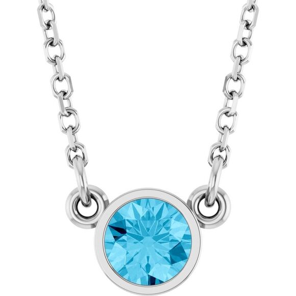 14K White Natural Aquamarine Solitaire 16